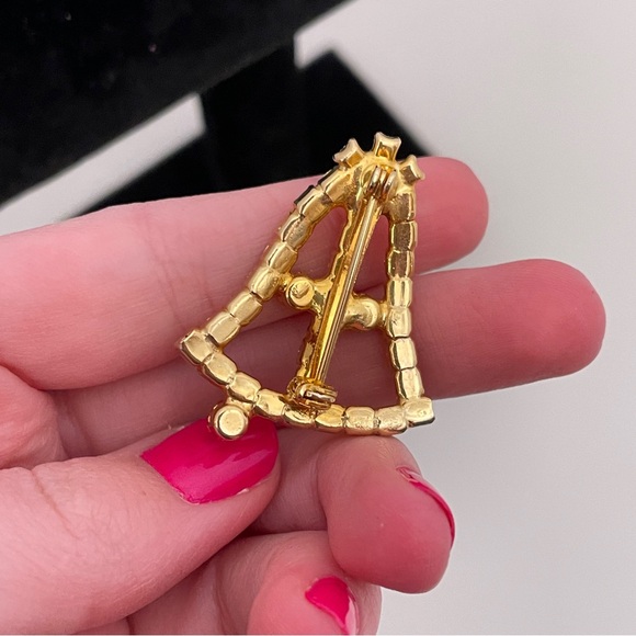 Vintage Rhinestone Christmas Holiday Winter Gifting Festive Bell Brooch / Pin - Picture 4 of 8